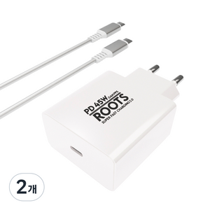 루츠 국내생산 PD 45W GaN PPS C타입 초고속 충전기 + C to C 100W 5A E Marker 1.5M 케이블포함, 화이트, 2개