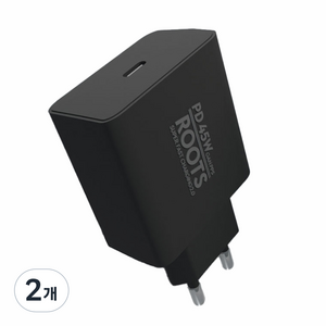 루츠 국내생산 PD 45W GaN PPS C타입 초고속 충전기, 블랙, 2개