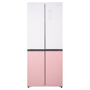 쿠잉전자 글램 글라스 대용량 418L 양문형 4도어 냉장고 방문설치, MD405GWP