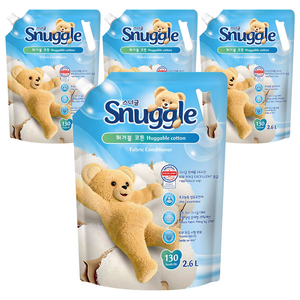 스너글 오리지널 초고농축 섬유유연제 허거블 코튼 리필, 2.6L, 4개