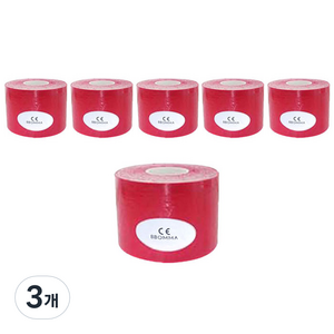 뽀마 스포츠테이프 5 cm x 5 m 레드, 6개입, 3개