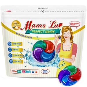 맘스럽 퍼팩트 캡슐세제 4챔버 파우치형 국산제조 8배 초고농축 4in1 대용량 실내건조