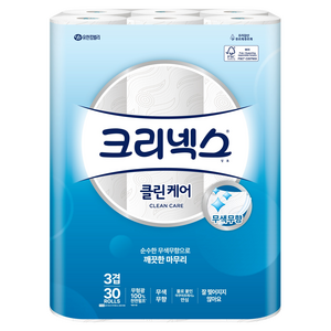 크리넥스 클린케어 천연펄프 3겹 고급롤화장지