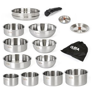 올비아 인덕션 팟트리 IH 스텐 탈착식 풀 냄비세트 15개