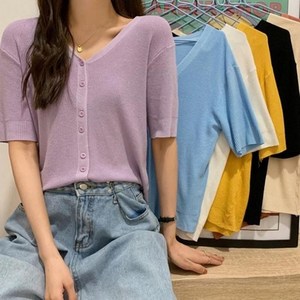 여자 브이넥 HL] 크롭티 니트가디건 루즈핏 니트티