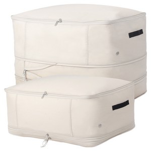 부피순삭 의류 이불 압축 파우치, 베이지, 2개