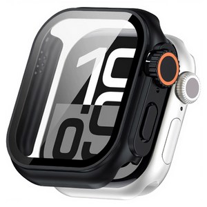 이츠라이프 애플워치 울트라st 체인지 강화유리 풀커버 케이스, 블랙, 1개