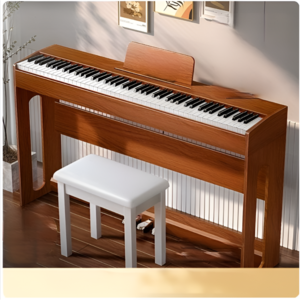 뮤직페이지 블루투스 전자피아노 입문용 가정용 나무 스탠드 디지털 피아노 88건반, 1개, 플래그십 해머액션 / 원목색, 우드 스탠드+전문 피아노 의자 포함