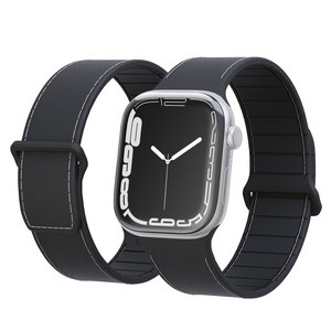 캘릭스 애플워치 호환 가죽 패턴 실리콘 버클링 마그네틱 스트랩, 1개, 차콜블랙