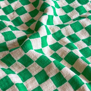 [ 브리뮤컴퍼니 자체원단 ] green check 원단 , 옷만들기, 가방만들기, 이중거즈, 면100%, green check, 1개