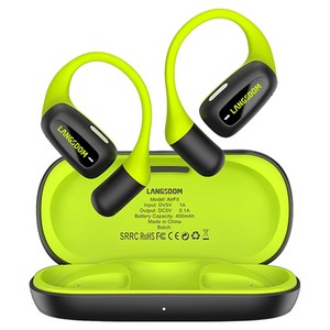 랭스돔 오픈형 에어핏 블루투스 공기전도 무선 이어폰, TS15, 블랙그린, 24시간, 방수가능, 블랙그린, TS15