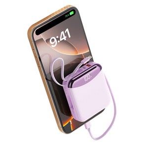 PIUJJA 일체형 QC3.0 PD 22.5W 대용량 고속충전 케이블 휴대용 미니 C타입 고속충전 보조배터리 10200mAh