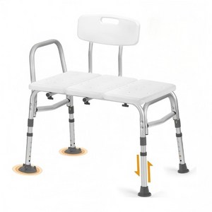 Mosashoe 목욕의자 미끄럼방지 노인 목욕의자 넓은 면적 높이조절 욕실의자, 1개, 화이트