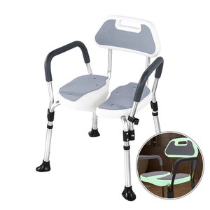 아띠꼴로 노인 임산부 환자용 이동식 샤워 욕실 목욕 의자, 그레이, 1개