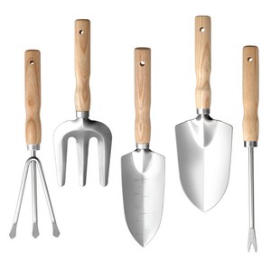 텃밭 농기구 5종세트 스테인레스 부갈이도구세트 원예농업용도구, 1세트