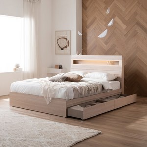 베드리움 슬립프렌드 LED 편백 서랍형 침대, 메이플