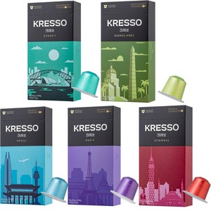 네스프레소 캡슐 커피 호환 크레쏘 월드 인스피레이션 5종 세트, 5개, 10개입, 5.5g