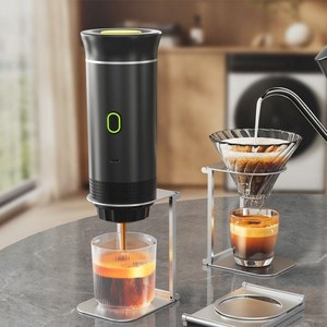 Mochae 3in1 휴대용 커피머신 에스프레소 캡슐 호환 원두 사용 가정용 캠핑용 미니 소형 20bar 핫 콜드 추출 7500mAh, 블랙, KF-JN-02