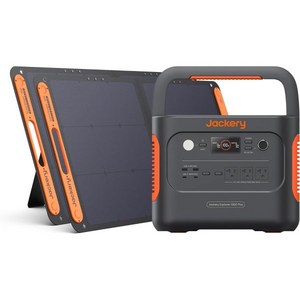 Jackery 잭커리 1000 플러스 태양광 발전기 1264Wh 휴대용 발전소태양광 사가 100W 패널 2개 포함 2000W 출력 확장형 가정용 백업 전원 오프 그리드 리빙 야