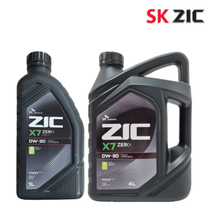ZIC X7 지크 제로 0W30 가솔린 엔진오일 실속세트 (1L+4L 구성) 저점도 100% 합성유