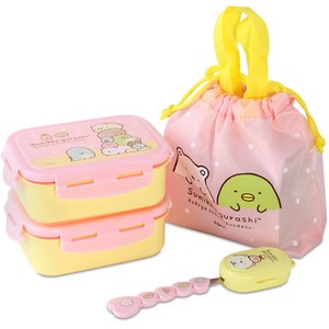 스미코구라시 뉴 사각밀폐 2단 도시락 + 편한스푼 + 스푼캡