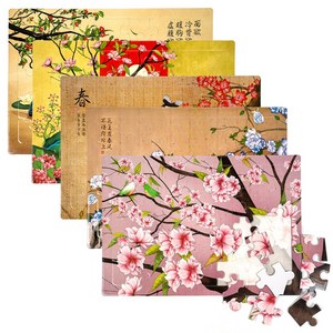 치매예방 어르신용 민화퍼즐 새와 꽃그림 나무그림 세트 A4 35피스 효도선물 전통화 한국화, 1세트, 35피스