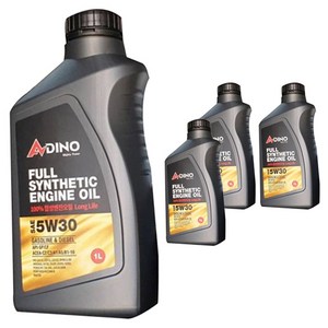 아디노 벨퍼포먼스 고성능 롱라이프 합성엔진오일, 4개, 5w30, 1L