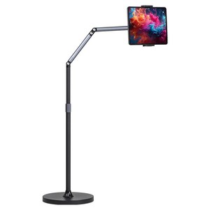 디센느 스탠드 태블릿 핸드폰 거치대 패드 탭 높이조절 침대 자바라, 블랙 티타늄, 1개