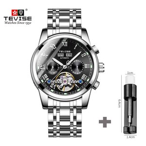 [CLOEVER] TEVISE 남성용 기계식 시계 스테인리스 스틸 비즈니스용 데일리 워치 방수 야광 손목시계