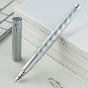 NATAMI EF닙 만년필 블랙&실버 푸시 컨버터 잉크 충전 사무용 비즈니스 선물 펜, SLIVER