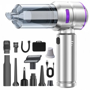 최신형 Voltmate 휴대용 무선 에어건 청소기 차량 가정 야외 흡취일체형 다기능 청소기 LED 전량 표시 BLDC 브러시리스 16000Pa Type-C 포트 진공 포장, 그레이, M12