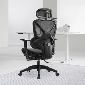 HOMEY NEST 풀메쉬 인체공학 3D 요추 허리보호 최고급 게이밍 컴퓨터의자 HN-OC1006LK, 블랙