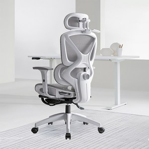 HOMEY NEST 풀메쉬 인체공학 3D 요추 허리보호 최고급 게이밍 컴퓨터의자 HN-OC1006LK, 화이트