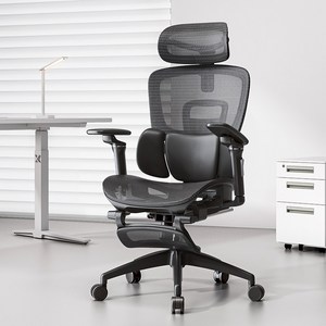 HOMEY NEST 사무실의자 플로팅 윙 허리받침대 팔걸이 방석조절 풀메쉬 컴퓨터의자 HN-X063, 블랙