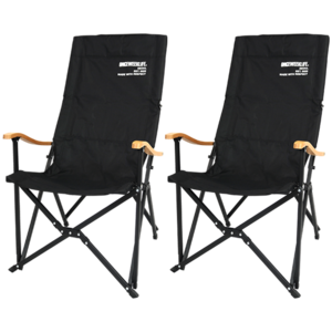 원스위크라이프 캠핑 원목 팔걸이형 릴렉스 체어 특대, 블랙, 2개