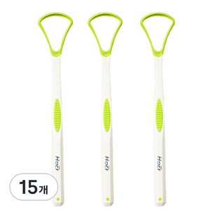 비즈온 생활필수품 혀 백태 설태 제거기 크리너 그린, 10g, 15개