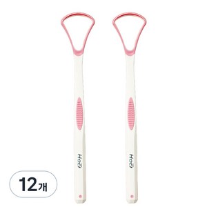 비즈온 생활필수품 혀 백태 설태 제거기 크리너 핑크, 10g, 12개