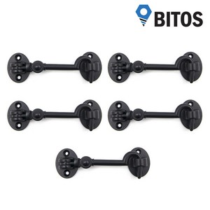 걸고리 문고리 현관문 걸쇠 아오리정 창문 잠금장치 도어부속 블랙 L사이즈, 블랙, 5개