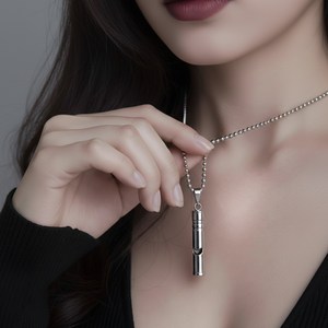 TLB 디펜스 호신용 호루라기 티타늄 목걸이 팬던트, 1개, 60cm 크롬