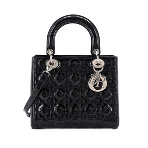 크리스찬 디올 중고 레이디 디올 백 까나쥬 퀼팅 페이턴트 미디엄 사첼 백