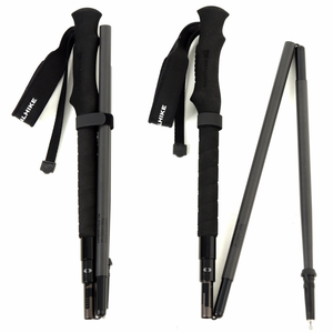 리얼하이크 카본폴드 국내제작 초경량 접이식 카본 트레킹폴 등산스틱, 블랙, 2개