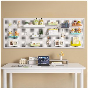 600 x 1500 mm 타공판 선반 철제 타공보드 원형 타공판보드 타공판진열대 페그보드 수납 20개후크 포함, 1개, 화이트