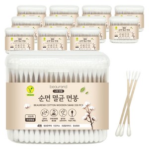 뷰렌드 비건 멸균 나무 면봉, 350개입, 12개