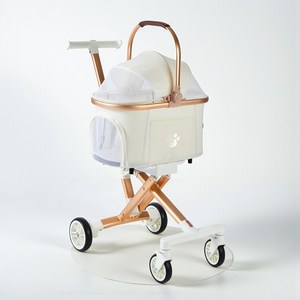 소중둥이 접이식 강아지 유모차 개모차 애견 고양이 반려견 중형견 분리형 소형 레인커버, 1개, 크림화이트