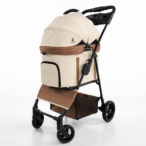 디어독 강아지 유모차 접이식 애견 유모차 분리형 고급형 개모차, 1개, 크림브라운