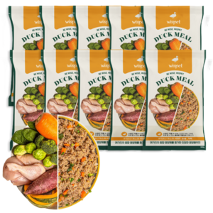 와즈펫 식자재 100% 프리미엄 화식사료_고품질 생육 90%(기호성/뼈) 국내산채소(소화/체중) 필수영양제(피부/노화개선), 100g, 10개, 오리