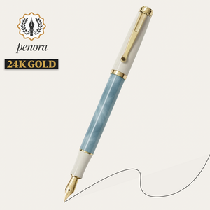 페노라 클래식 24K 골드 만년필, 파스텔블루, F