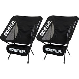 원스위크라이프 접이식 백패킹 경량스틸 캠핑 체어, 2개, 블랙